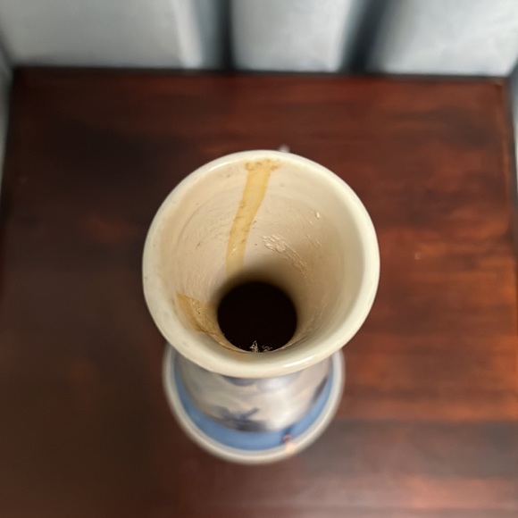 Tall Slender Blue Delft Bud Vase w/ Windmill on one side, Sailboat on the other - Picture 13 of 14